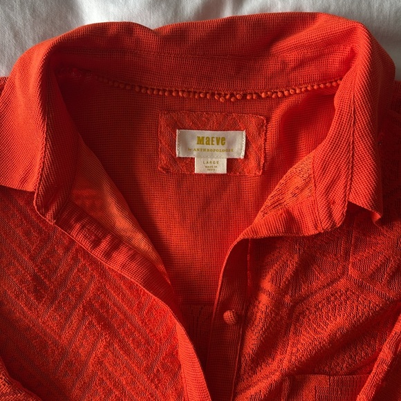 MAEVE by ANTHROPOLOGIE | Soren Long-Sleeve Shirt Dress | Bright Orange | L - Picture 4 of 10